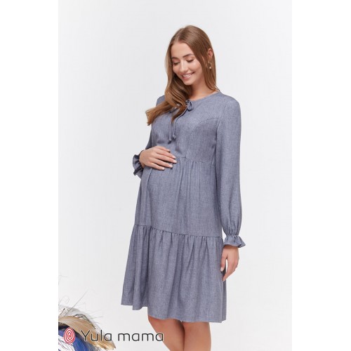 Платье для беременных и кормящих Юла мама Jeslyn DR-49.122 джинсово-синий меланж