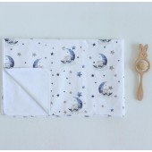 Непромокаемая пеленка для детей ELA Textile&Toys Слоники Белый/Серый/Синий 100х80 см WRD002E