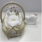 Кокон для новорожденных Happy Luna Babynest Plush Бежевый/Белый 0177
