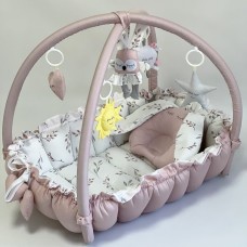 Кокон для новорожденных 2в1 Happy Luna Babynest Playmate Plastik bag Пудровый 0762