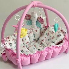 Кокон для новорожденных 2в1 Happy Luna Babynest Playmate Plastik bag Розовый/Белый/Бирюзовый 0753