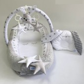 Кокон для новорожденных Happy Luna Babynest Plush Plastik bag Серый/Белый 0224