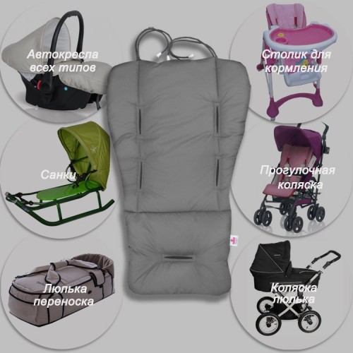 Матрасик в коляску и автокресло Ontario Baby Universal Premium Звезды на сером Серый ART-0000277-11