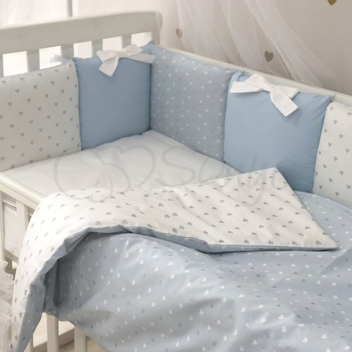 Детское постельное белье и бортики в кроватку Маленькая Соня Shine Голубой сердечко Голубой 0247213
