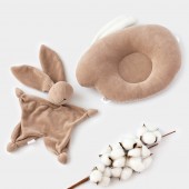 Набор для новорожденного ELA Textile&Toys Подуша и игрушка для сна Зайчик Коричневый KPS001BROWN