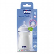 Бутылочка пластиковая Chicco Natural Feeling 330 мл, соска силиконовая, 6+