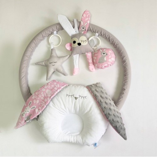 Кокон для новорожденных Happy Luna BabyNest Plush Зайчик 4 Розовый/Серый 0117