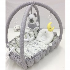 Кокон для новорожденных 2в1 Happy Luna Babynest Playmate Серый/Белый 0733