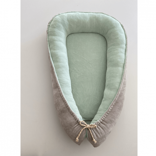 Кокон для новорожденных ELA Textile&Toys Велюр Зеленый/Серый BP001PG