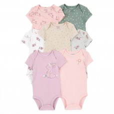 Набор боди для новорожденных Carter&#39;s с коротким рукавом для девочки 0-24 мес 7 шт Розовый/Серый/Мятный 1P621710