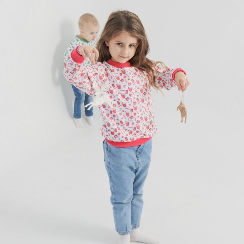 Новогодний свитшот детский ELA Textile&Toys Рукавички 2 - 7 лет Футер Розовый SS001MT