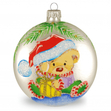 Елочная игрушка Santa Shop Мишка Белый/Красный 10 см 7806723226825