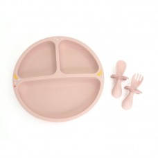 Детский набор посуды Oribel Cocoon Тарелка вилка ложка 3 шт Розовый OR224-90013