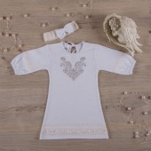 Сорочка Бетис "Чаривнисть" для девочки с повязкой, белый интерлок с вышивкой