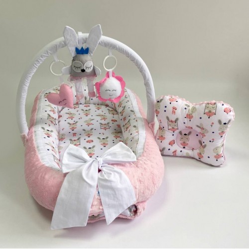 Кокон для новорожденных Happy Luna BabyNest Plush Зайчик 3 Розовый 0114