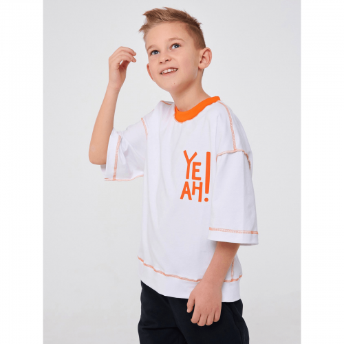 Детская футболка для мальчика Smil Rotate Белый 7-8 лет 110678