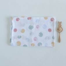 Муслиновая пеленка для детей ELA Textile&Toys Кружочки Белый/Розовый/Синий 100х80 см DM001D