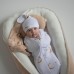 Пеленка кокон для новорожденных на молнии с шапочкой ELA Textile&Toys Радуга 3 - 6 мес Белый/Оранжевый DZ036R