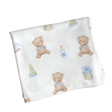 Пеленка для детей Embrace Медвежата с подарком Белый/Голубой 90х90 см peltrik012