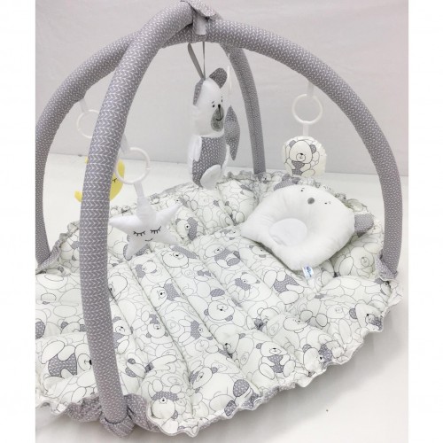 Кокон для новорожденных 2в1 Happy Luna Babynest Playmate Серый/Белый 0733