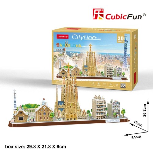 3D пазл CubicFun City Line Барселона 186 шт MC256h