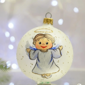 Новогодний шар на елку Santa Shop Ангелики-діти Благовісник Белый 8,5 см 4820001112535