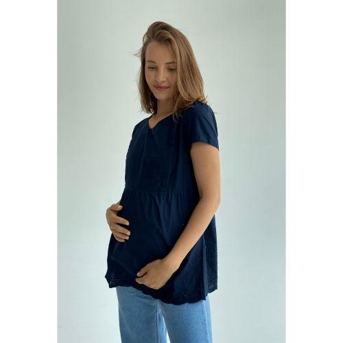 Блузка для беременных и кормящих To Be Коттон Темно-синий 3093074