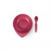 Детская тарелка глубокая с крышкой и ложкой Baboo Розовый 90592