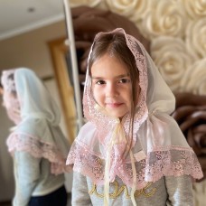 Церковный платок для девочки BetiS Світлинка Шифон Молочный/Пудровый 60х90 см 91447812
