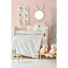 Детское постельное белье и бортики в кроватку Karaca Home Doe Розовый/Белый 10 предметов svt-2000022254052