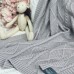 Плед для новорожденных вязаный Маленькая Соня Ромб-Коса Серый 937152