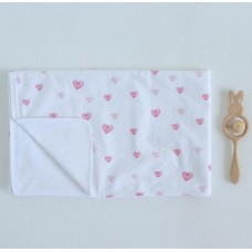 Непромокаемая пеленка для детей ELA Textile&Toys Сердечки Белый/Розовый 100х80 см WRD002H