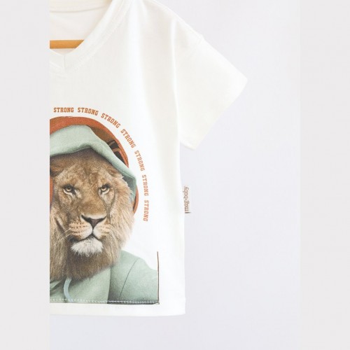 Детская футболка Magbaby Animal lion 9-24 мес Молочный/Мятный 122300