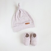 Комплект шапка и пинетки для новорожденных Magbaby Gretel  0-9 мес Бежевый меланж 110631
