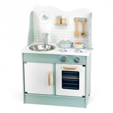 Детская кухня из дерева Viga Toys PolarB с посудой Зеленый/Белый 44048