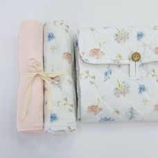 Набор сумка пеленатор и пеленки ELA Textile&Toys Гортензии Белый/Розовый 100х80 см GS001RF