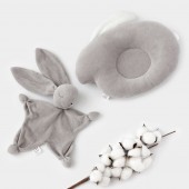 Набор для новорожденного ELA Textile&Toys Подуша и игрушка для сна Зайчик Темно-серый KPS001GREY