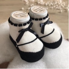 Детские носки для новорожденных BetiS Бант 0 - 6 мес Трикотаж Белый/Черный 27684402