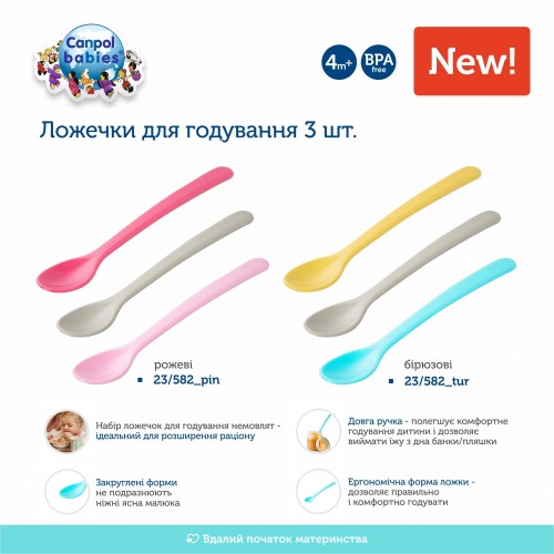 Детская ложка для кормления Canpol babies набор 3 шт Розовый 23/582_pin