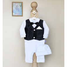 Нарядный костюм для мальчика Kid&#39;s Fantasy Джентльмен 0-6 мес Белый/Черный 1057