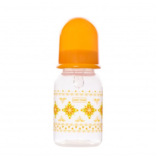 Бутылочка для кормления с силиконовой соской Baby Team 125 мл Оранжевый 1400