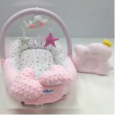Кокон для новорожденных Happy Luna Babynest Plush Розовый/Белый/Серый 0172