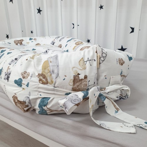 Кокон для новорожденных Oh My Kids Soft OMK Light Grey Сатин Белый/Бежевый Кокос 2 см КК-237-ОМК