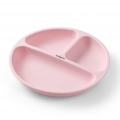 Детская секционная тарелка на присоске BabyOno 6+ мес Силикон Розовый 1482/02