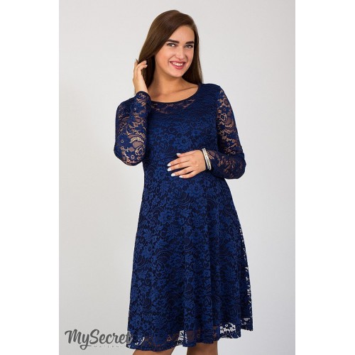 Платье гипюровое для беременных Юла мама Deisy DR-37.061 темно-синий