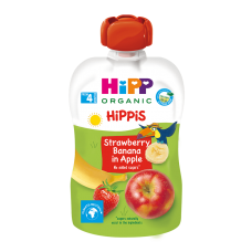 Детское пюре органическое фруктовое HiPP HiPPiS Pouch Яблоко Клубника Банан 100 г 8521-02