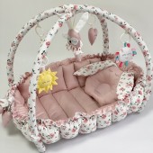 Кокон для новорожденных 2в1 Happy Luna Babynest Playmate Plastik bag Белый/Пудровый 0755