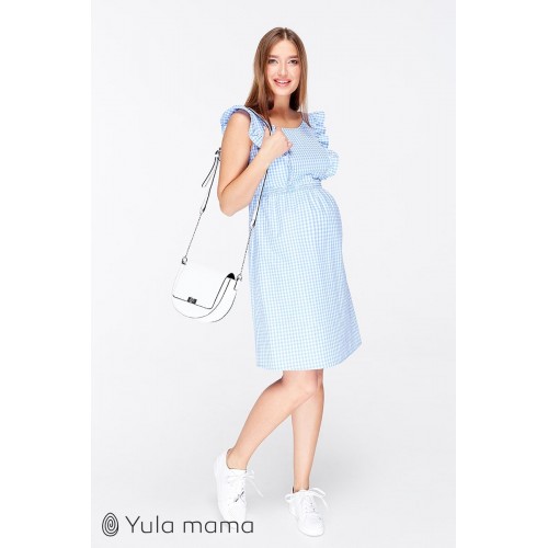 Сарафан для беременных и кормящих мам Юла мама Dolly SF-29.022 бело-голубой
