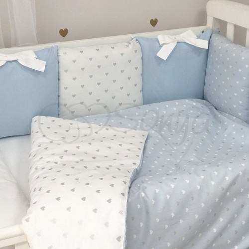 Детское постельное белье и бортики в кроватку Маленькая Соня Shine Голубой сердечко Голубой 0247213