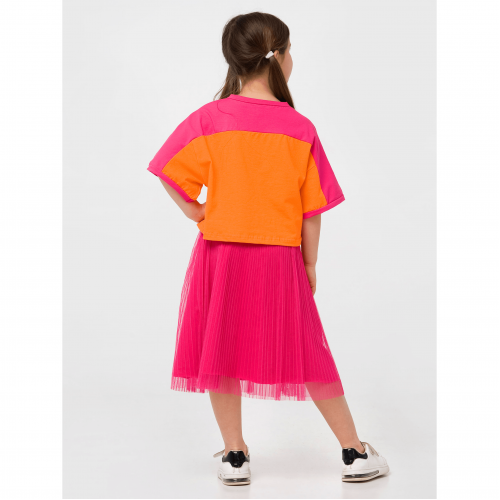 Детская футболка для девочки Smil Розовый цитрус Оранжевый/Малиновый 7-10 лет 110644